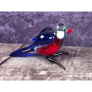Vintage Russian Hand Blown Lampwork Colorful Glass Bird Sculpture